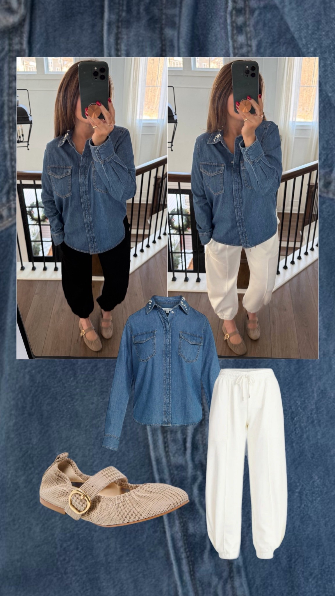 This denim shirt from Walmart is SO SO good!!  Under $20!! And you can wear with the scuba knit pants which are just as good. The pants run slightly big. I’m a size small. The shirt runs slightly oversized too. Size up if you want it more loose 👌🤌 shoes run true to size! 

#LTKSaleAlert #LTKootd #LTKFindsUnder50