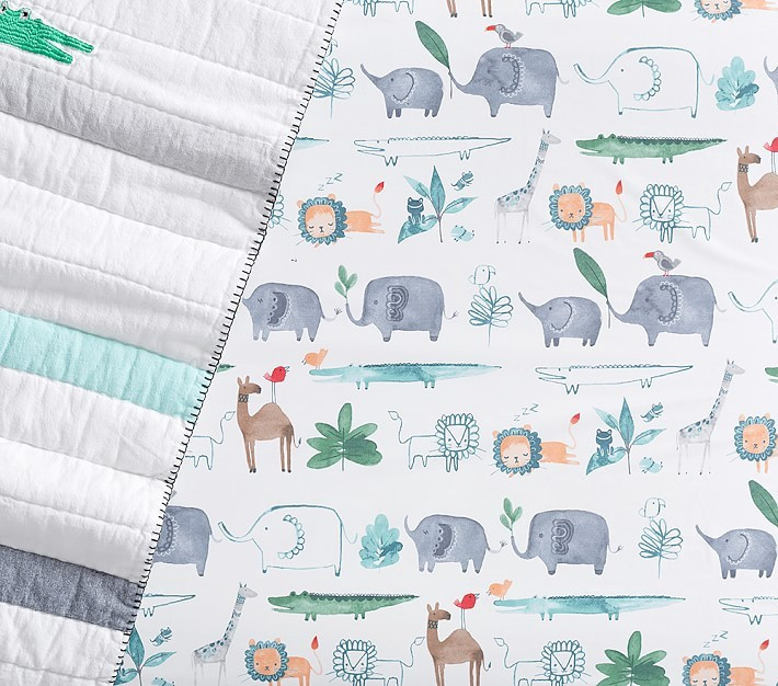 Colby Animal Organic Crib Fitted Sheet | Pottery Barn Kids