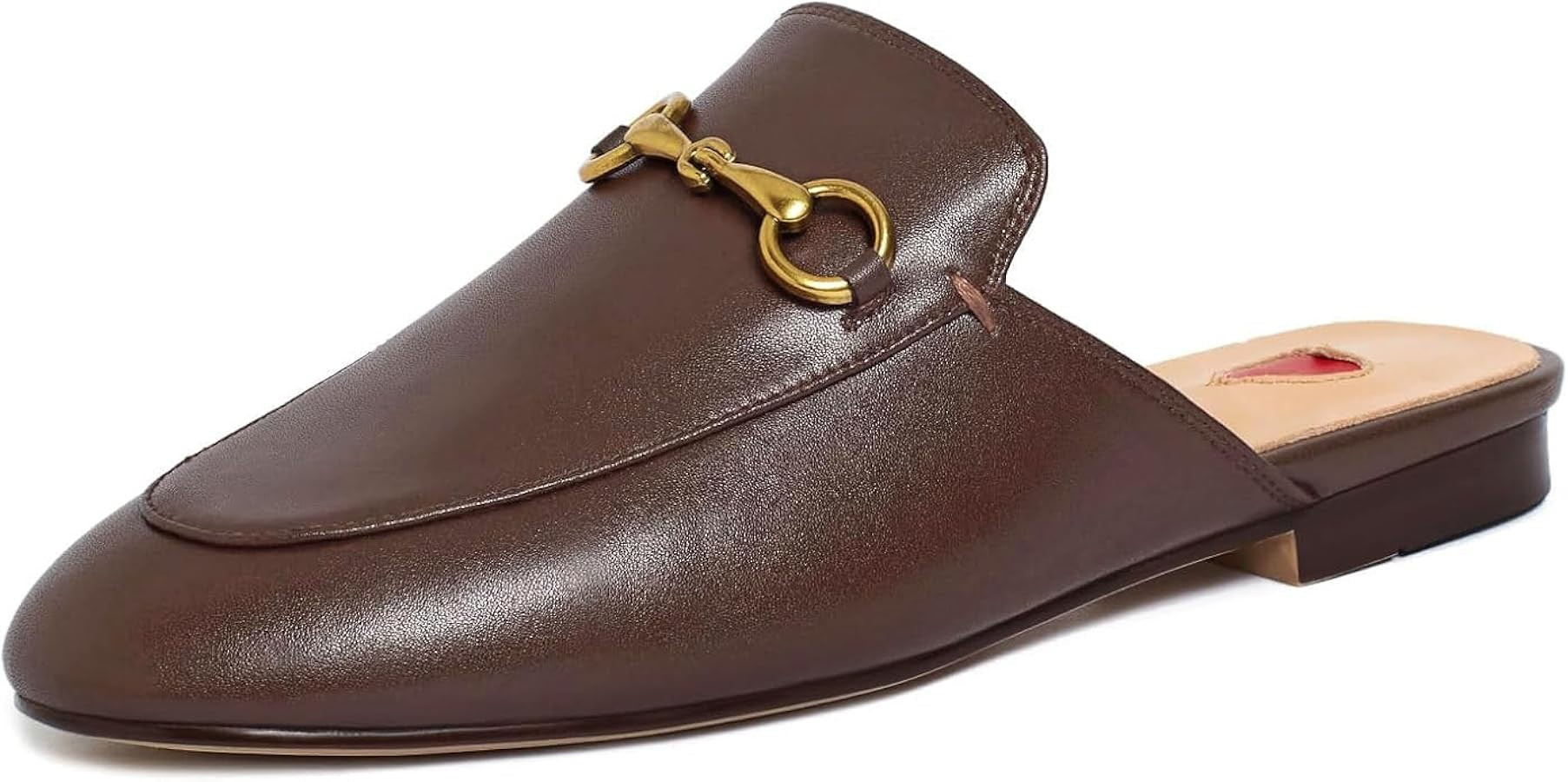 Vertundy Women's Mules Low Heel Flats Leather Slip On Backless Sandals for Girls Lady Work Slides | Amazon (US)