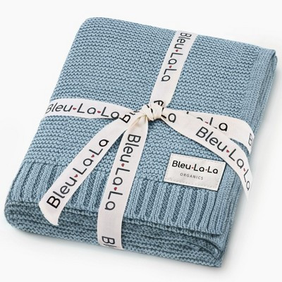 Bleu La La Heritage Knit 100% Luxury Organic Cotton Baby Swaddle Blanket for Newborn and Infant Boys and Girls - Sky Blue | Target
