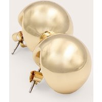 Gold Round Chunky Bevelled Stud Earrings | PrettyLittleThing US