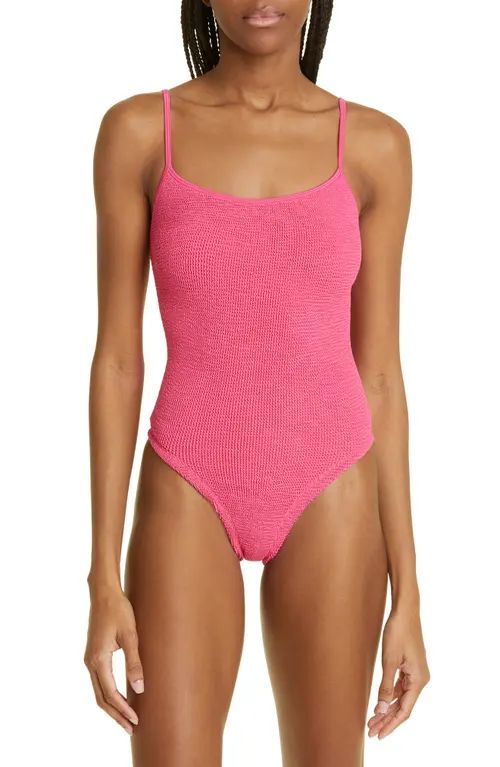 Hunza G Pamela Crinkle One-Piece Swimsuit in Fuchsia at Nordstrom | Nordstrom