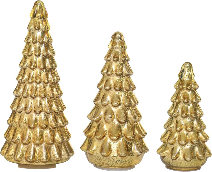 Costyleen Juego de 3 adornos de Navidad, árbol de Navidad de vidrio en forma de torre, decoraci... | Amazon (US)