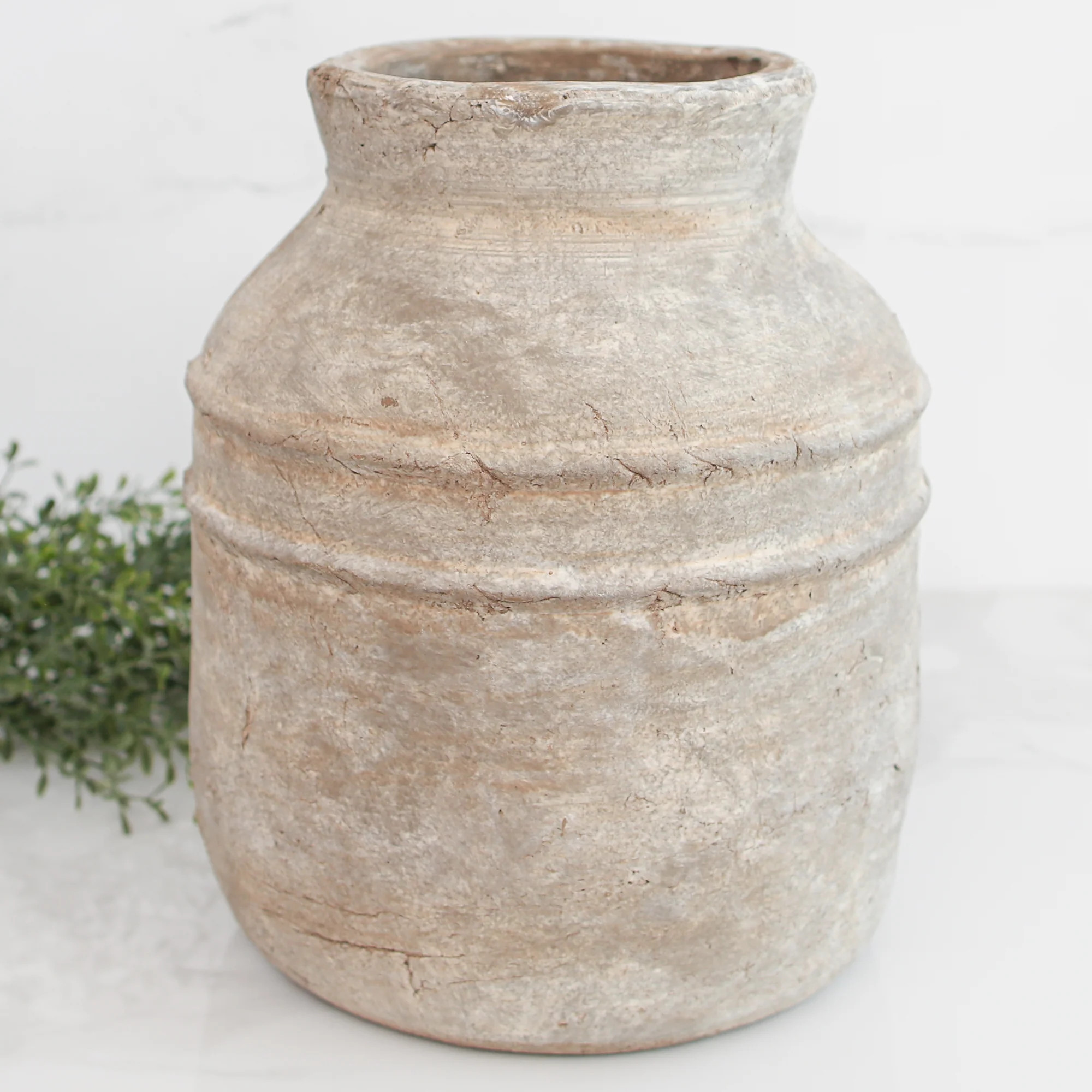 12" Taupe Terracotta Vase | Interior Delights