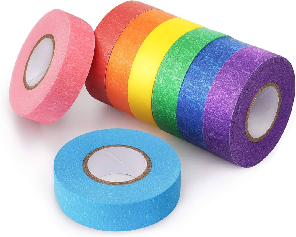 8 Rolls Colored Masking Tape Rainbow Colors Painters Tape Colorful Craft Art Paper Tape for Kids ... | Amazon (US)