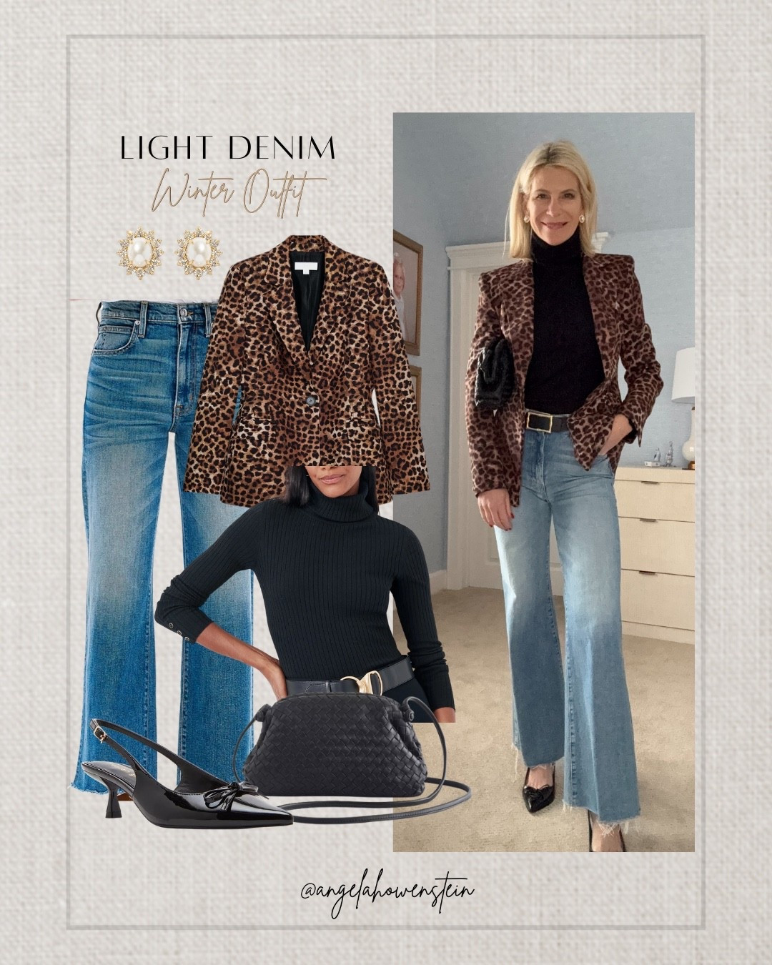 Light denim + leopard is one of those combos that always works. Simple base, statement layer, and it still feels very wearable.

#LTKStyle #LTKFinds #LTKWinter #WinterOutfit #EverydayStyle #DenimStyle #CasualChic



#LTKWorkwear #LTKOver40 #LTKSeasonal