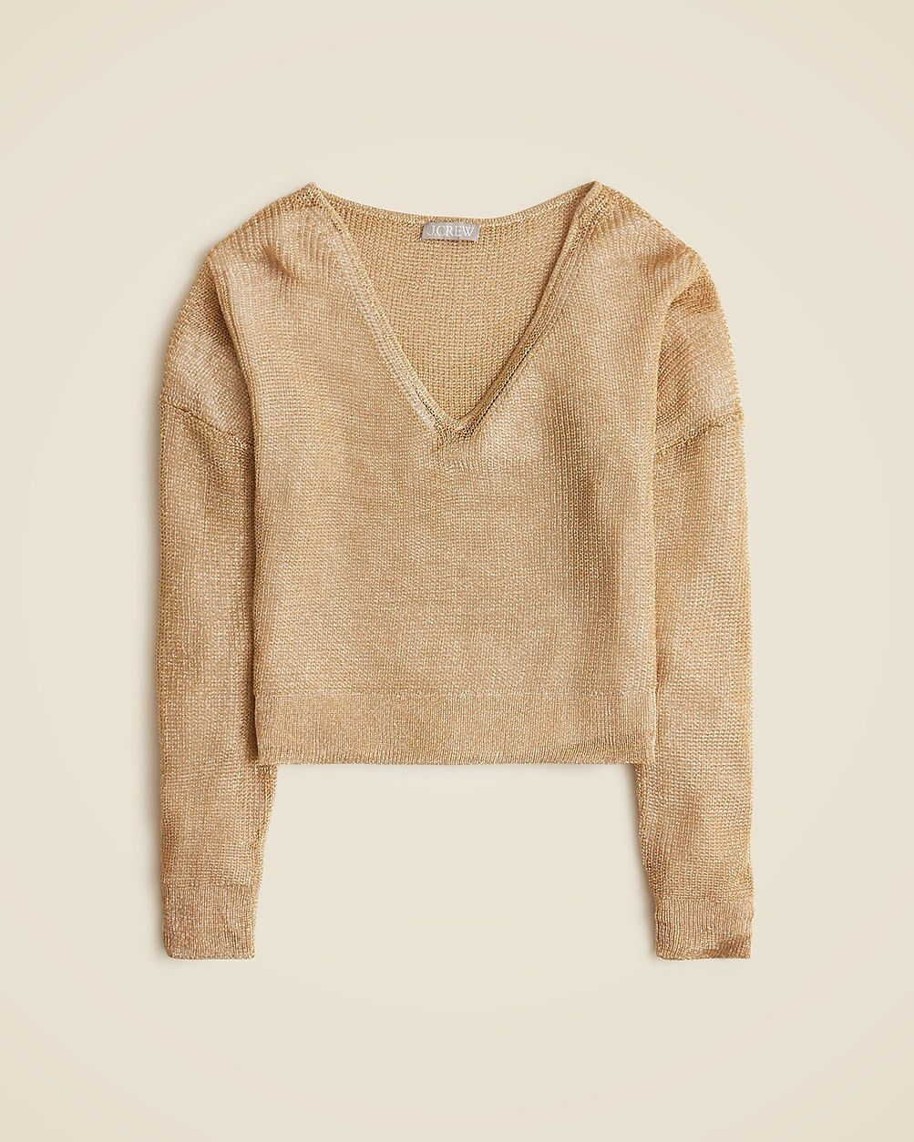 Sheer metallic V-neck sweater | J. Crew US