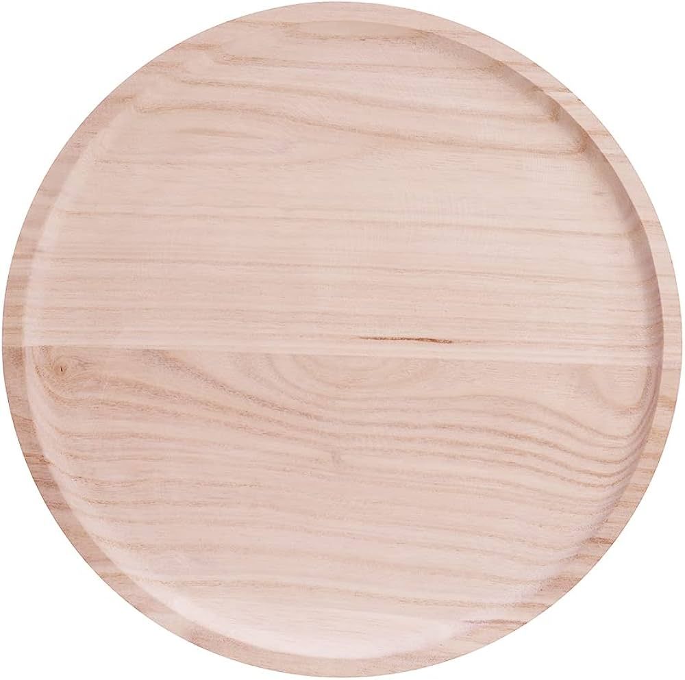 RM ROOMERS Round Wooden Tray for Decor, Natural Wood Decorative Tray for Coffee Table Kitchen Cou... | Amazon (US)