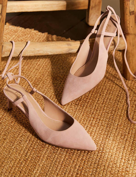 Suede Ankle Tie Heels - Milkshake | Boden (US)
