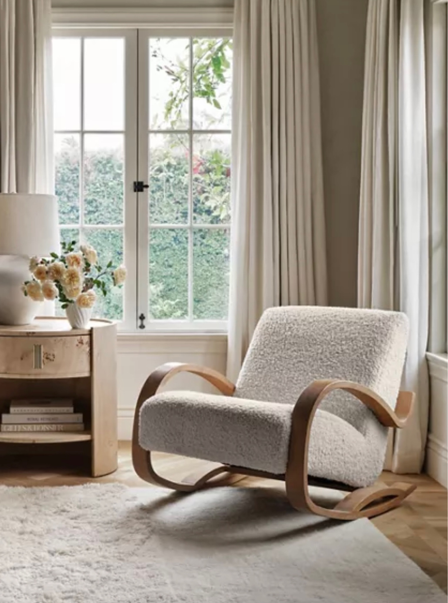 How beautiful is this Herbin rocking chair from Anthropologie? 😍 This would be perfect for a nursery or reading corner 📚

Boucle chair, Boucle rocking chair, minimalist rocking chair, neutral furniture, neutral bedroom, rocking chair aesthetic, rocking chair in living room, modern organic living room 

#LTKBaby #LTKHome #LTKStyleTip