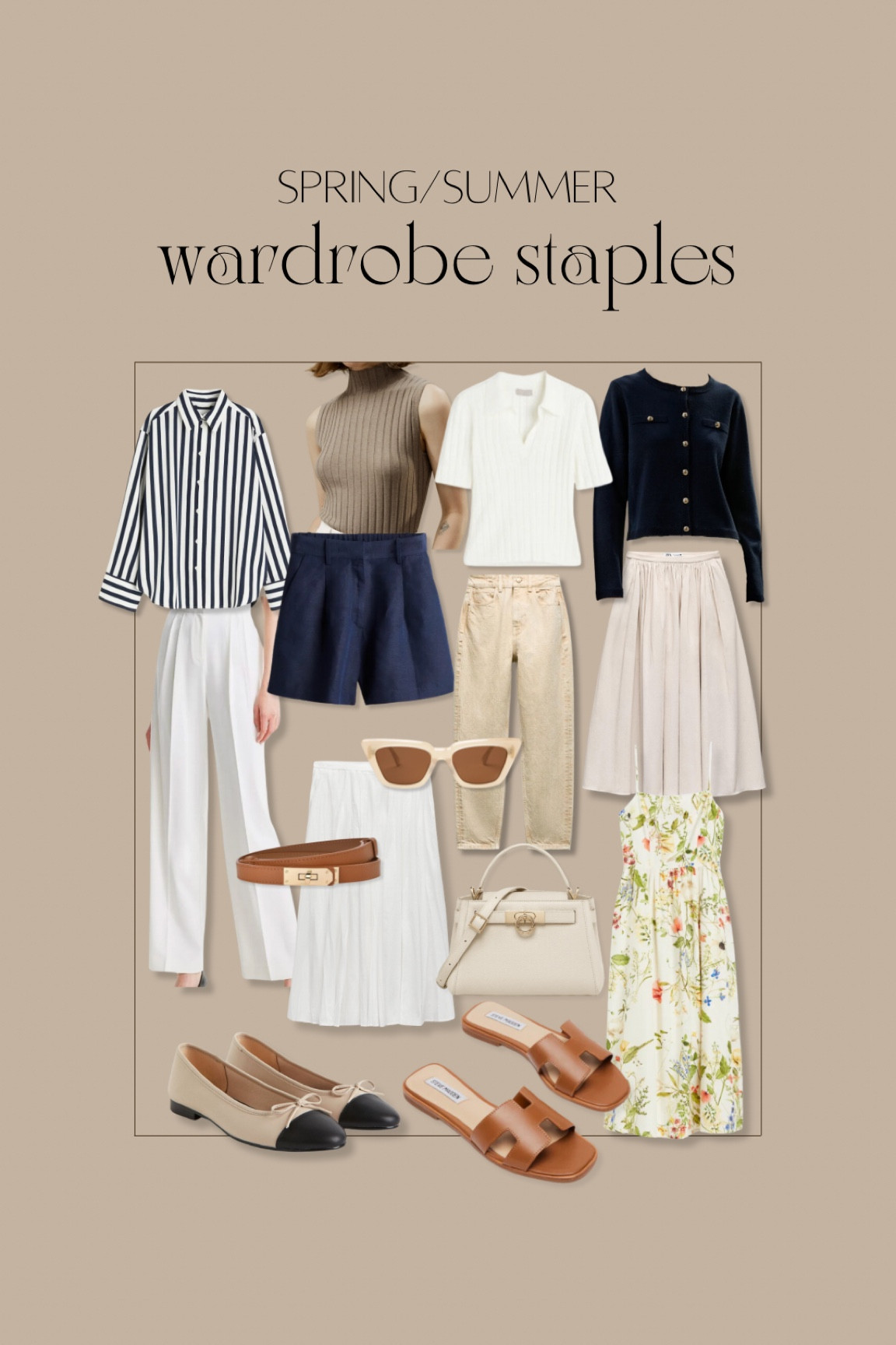 spring/summer wardrobe staples 💫

striped shirt | tailored shorts | full skirts | knit cardigan | floral dress | neutral ballet flats | summer bag

#LTKStyleTip #LTKWorkwear #LTKShoeCrush