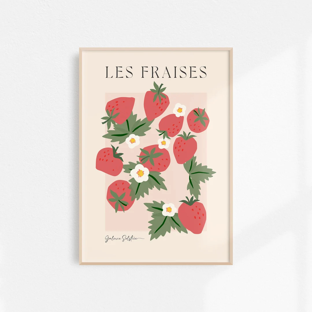 Strawberry Poster Aesthetic Room Decor Bedroom Wall Art - Etsy | Etsy (US)