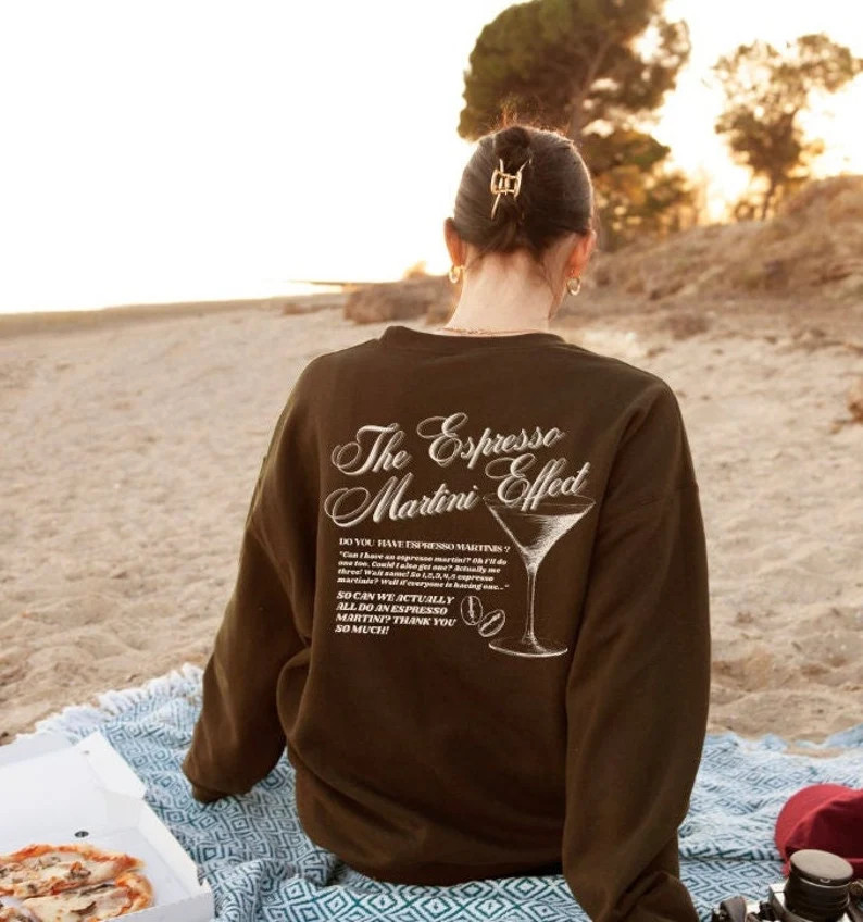 Espresso Martini Effect Aesthetic Trendy Crewneck Sweatshirt VSCO Trendy Aesthetic Brown Sweatshi... | Etsy (US)