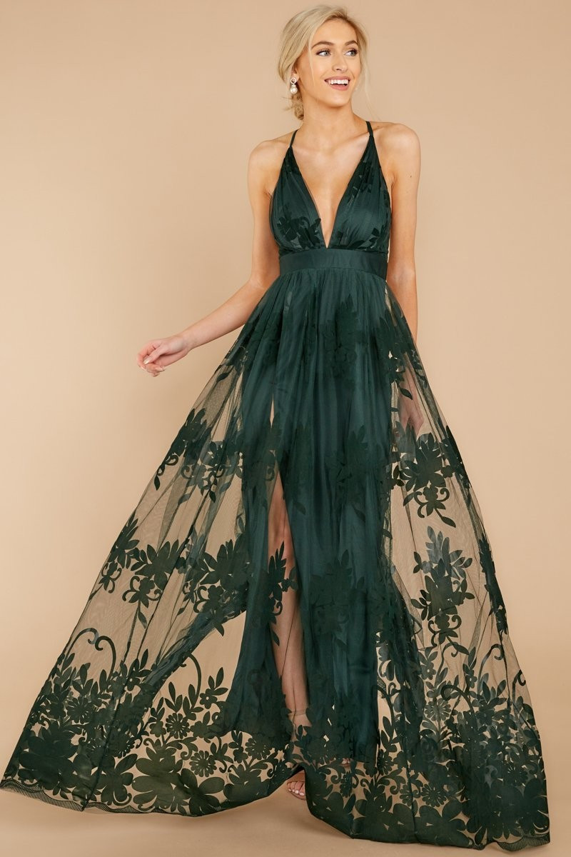 In Any Event Hunter Green Maxi Dress | Red Dress 