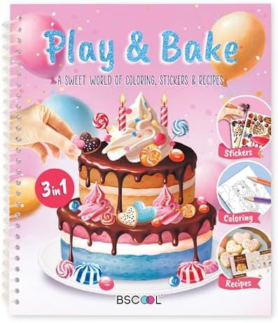 BSCOOL Baking Coloring Book with Stickers Recipes and Cake Design | Amazon (US)