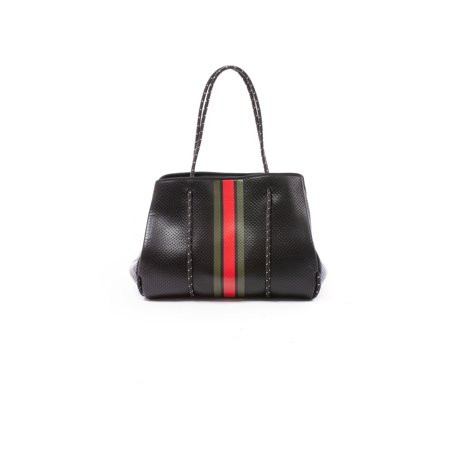 Haute Shore - Bello Neoprene Tote Bag w/Zipper Wristlet Inside (Greyson Black w/Green & Red Stripe) | Walmart (US)
