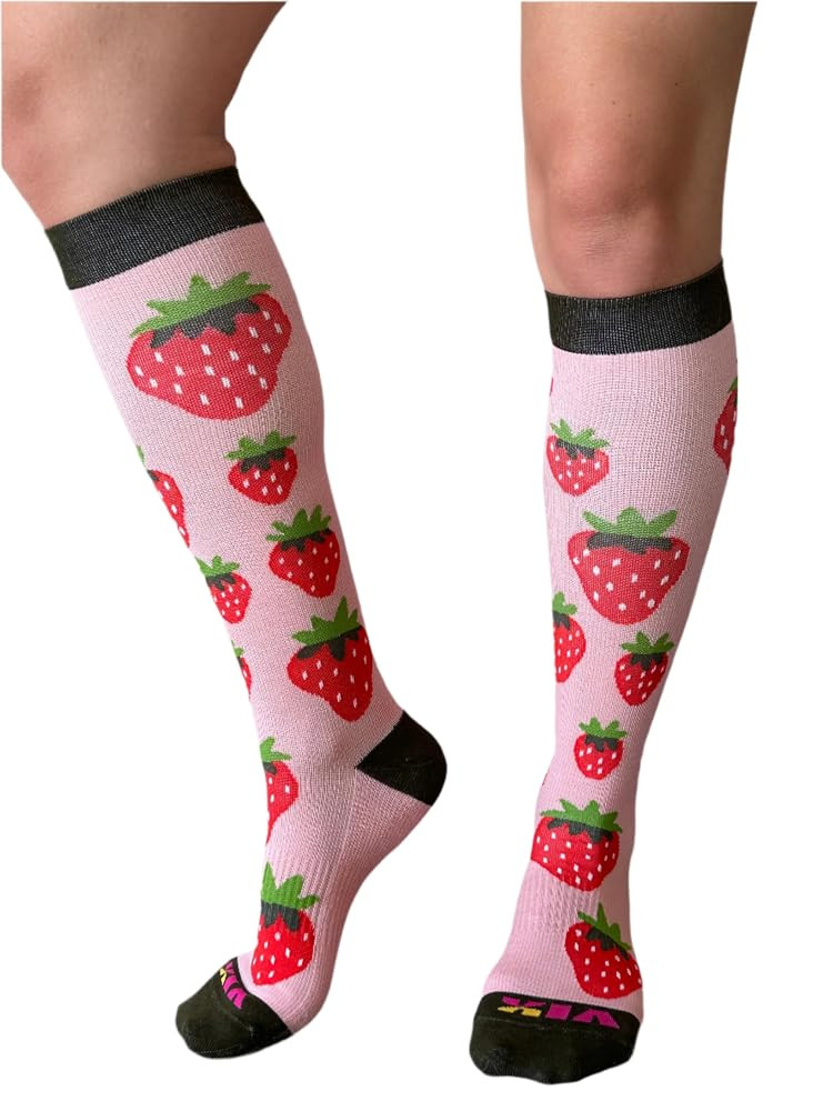 Vix Cute & Comfy Everyday Viscose Compression Socks 15-20 mmHg, Strawberry | Amazon (US)