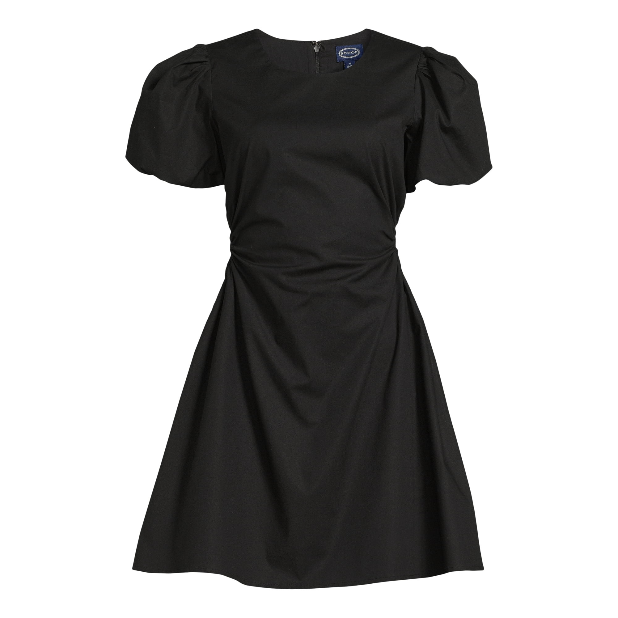 Scoop Women’s Cutout Poplin Dress with Puff Sleeves, Sizes XS-XXL | Walmart (US)