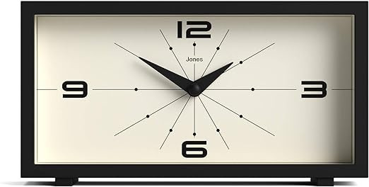 JONES CLOCKS® Odeon Desk Clock | Modern Rectangular Design | Black | Stylish Retro Look for Shel... | Amazon (US)