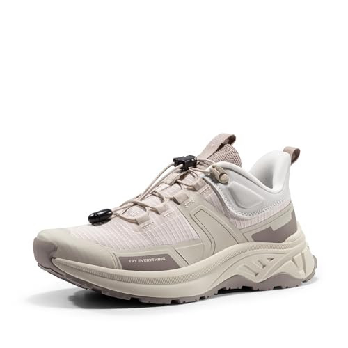 NORTIV 8 Women's Lightweight Hiking Shoes with Quick Laces, Breathable Mesh Suede Comfortable Women's Sneakers for Outdoors Hiking,Size 7.5W,Khaki,SNHS239W-W | Amazon (US)