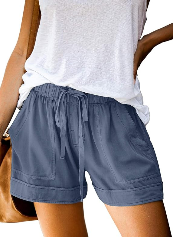 Dokotoo Womens Comfy Drawstring Casual Elastic Waist Pocketed Shorts | Amazon (US)