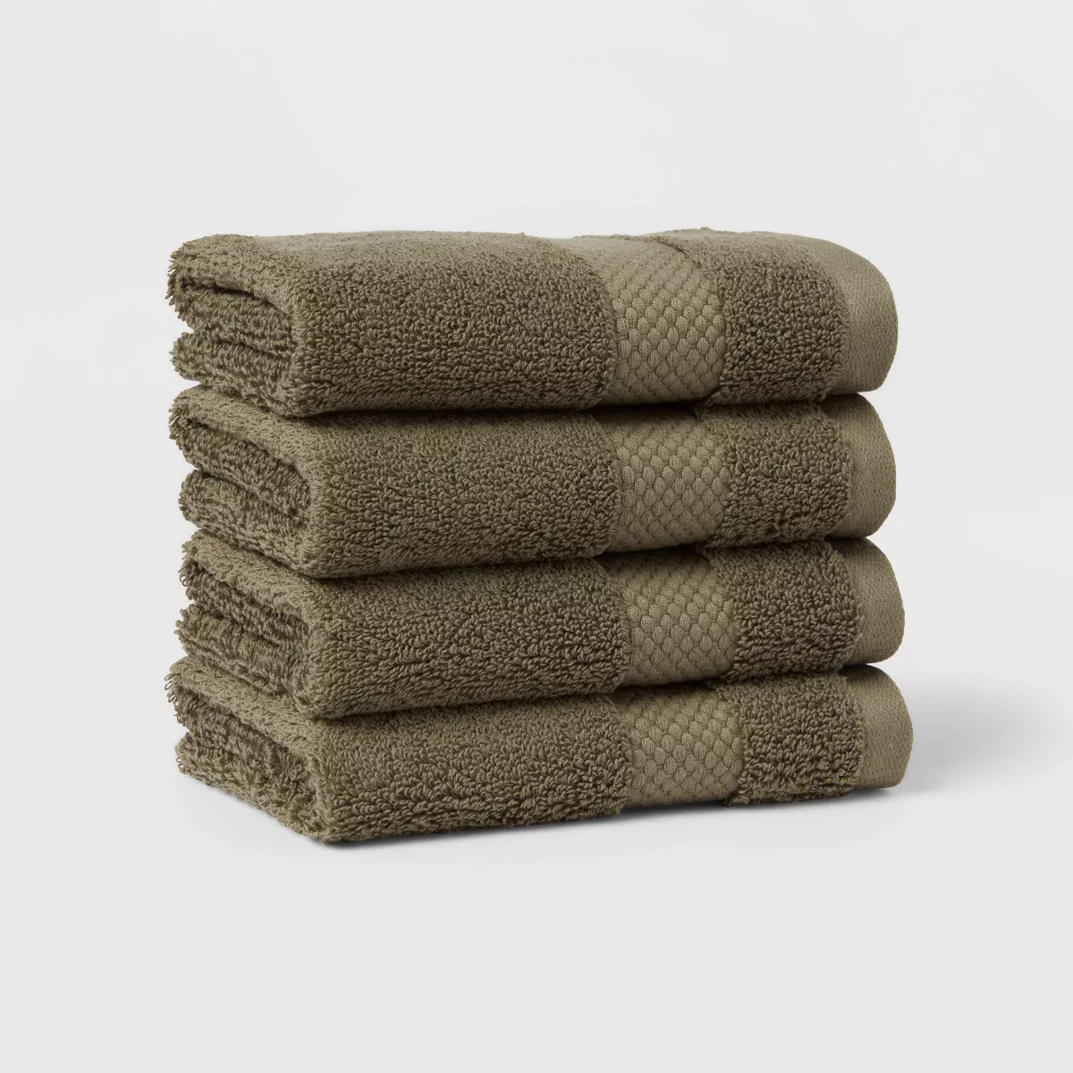 4pc Performance Plus Washcloths Dark Green - Threshold™: Heavyweight Cotton, Terry, Fade-Resist... | Target