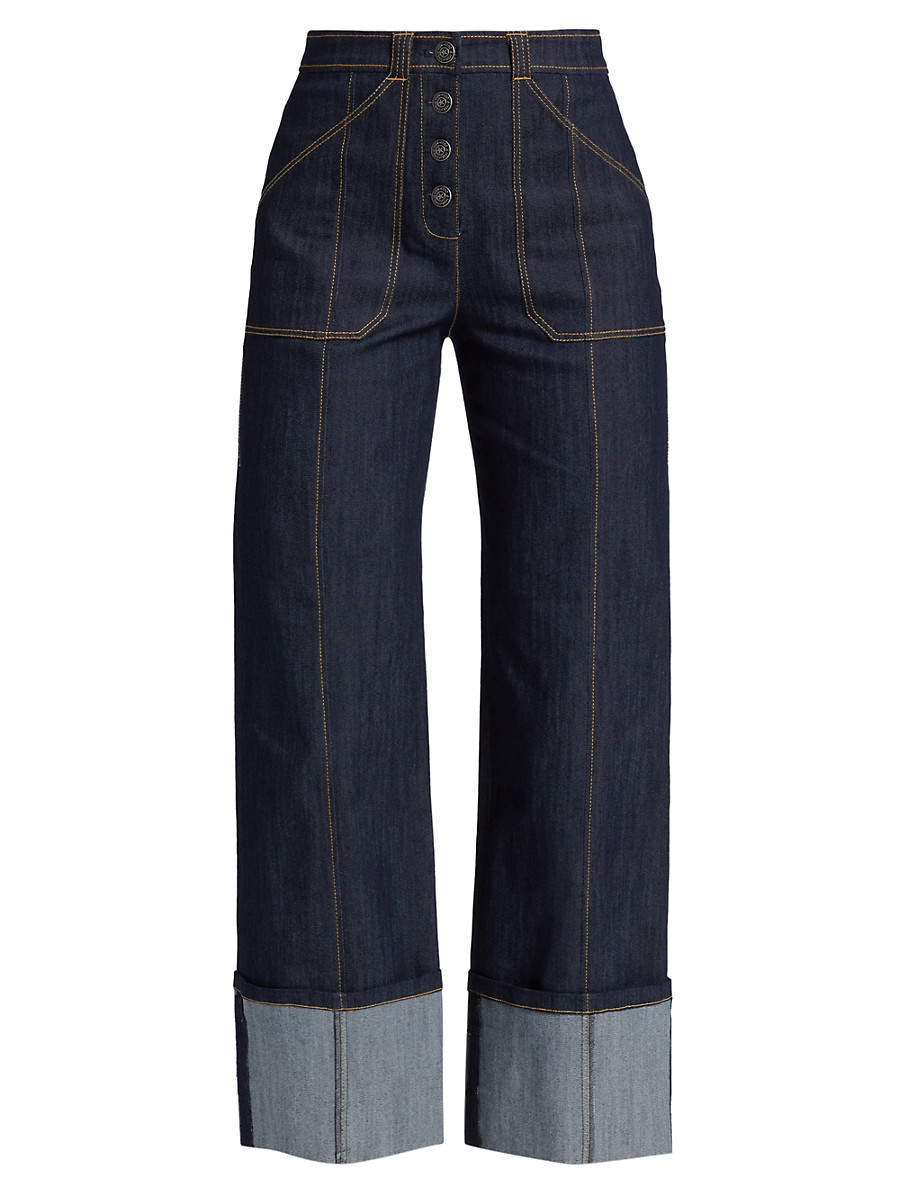 Women's Benji Cuffed Wide-Leg Jeans - Indigo - Size 8 | Saks Fifth Avenue
