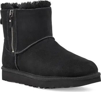UGG Classic Suede Mini Double Zip Genuine Shearling Boot | Nordstrom Rack