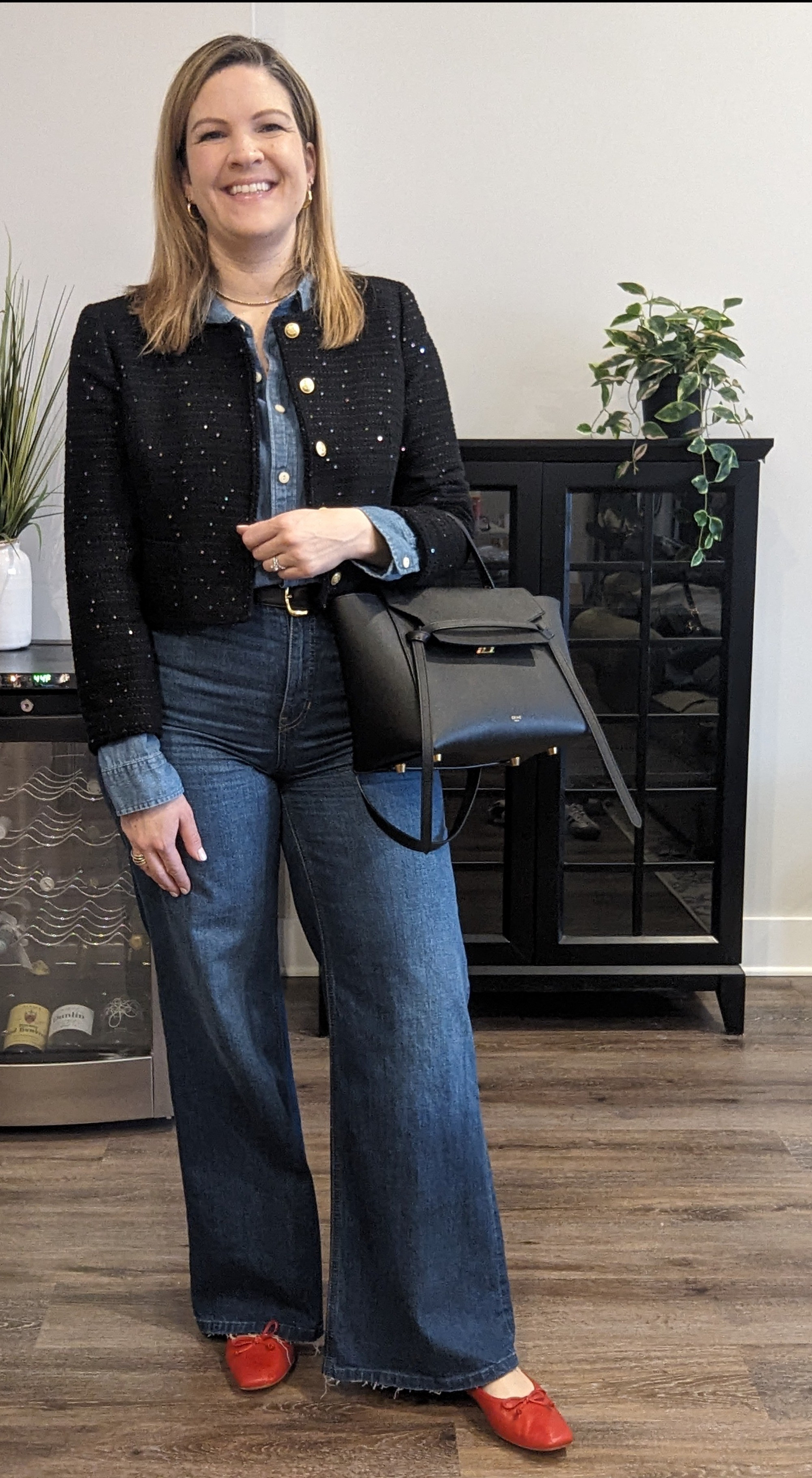 75 Hard Style Challenge Day 38Double denim and pop of red

#LTKmidsize #LTKworkwear #LTKover40