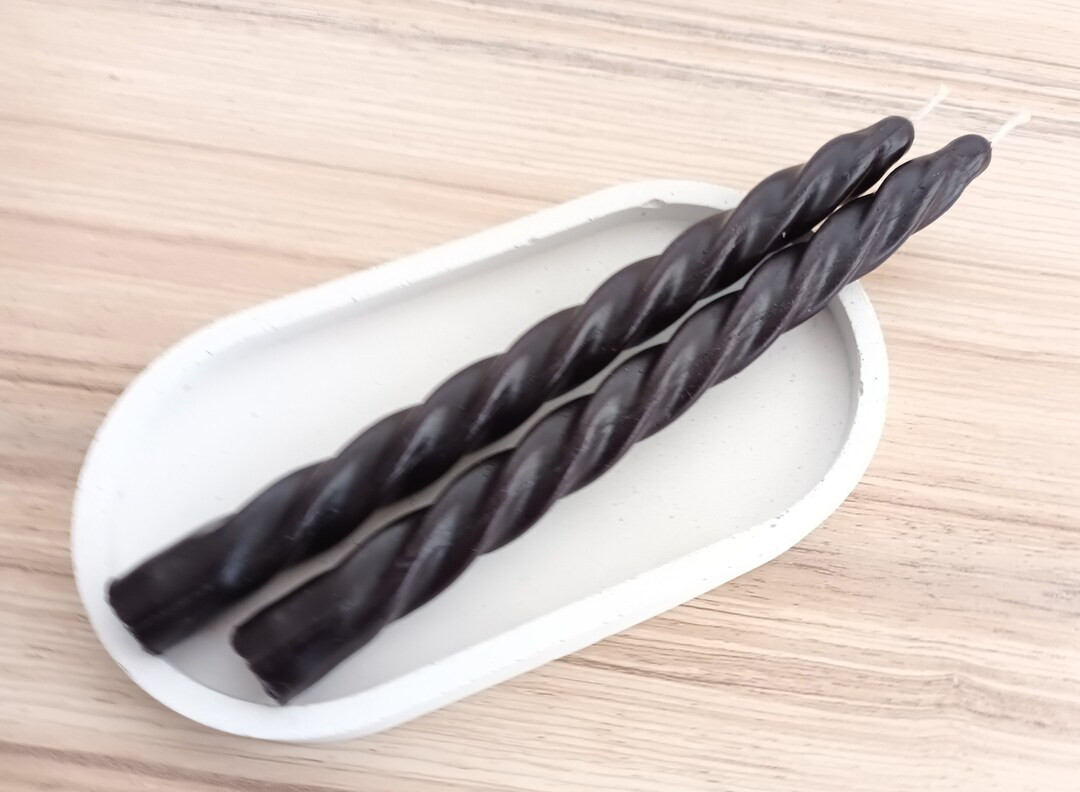 2 X Black Beeswax Twisted Taper Candles Homemade Black - Etsy Canada | Etsy (CAD)