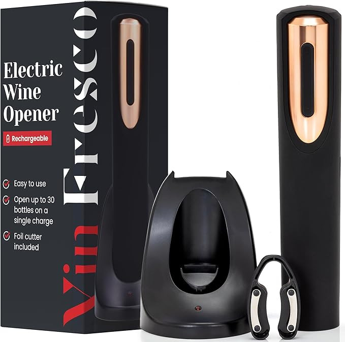 Rechargeable Electric Wine Bottle Opener - Charging Base and Foil Cutter Included with Automatic ... | Amazon (US)