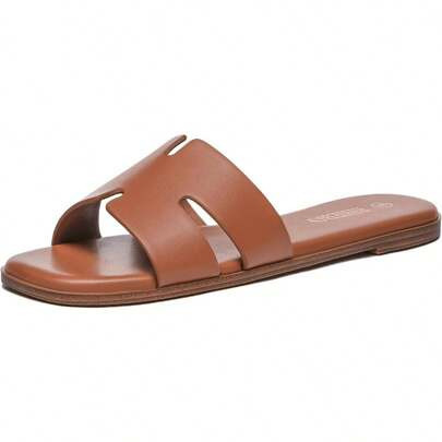 2025 Fashionable Women's Dressy Flat Sandals Comfortable Slip On Leather Slide Sandals | SHEIN
