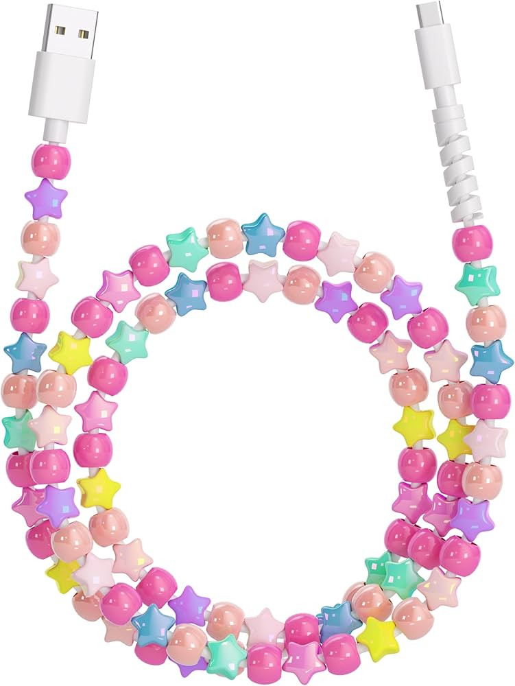 Aolcev USB C Cable for iPhone Charging Cord 3.3FT Cute Beaded USB Type C Charger Cord 66W Fast US... | Amazon (US)