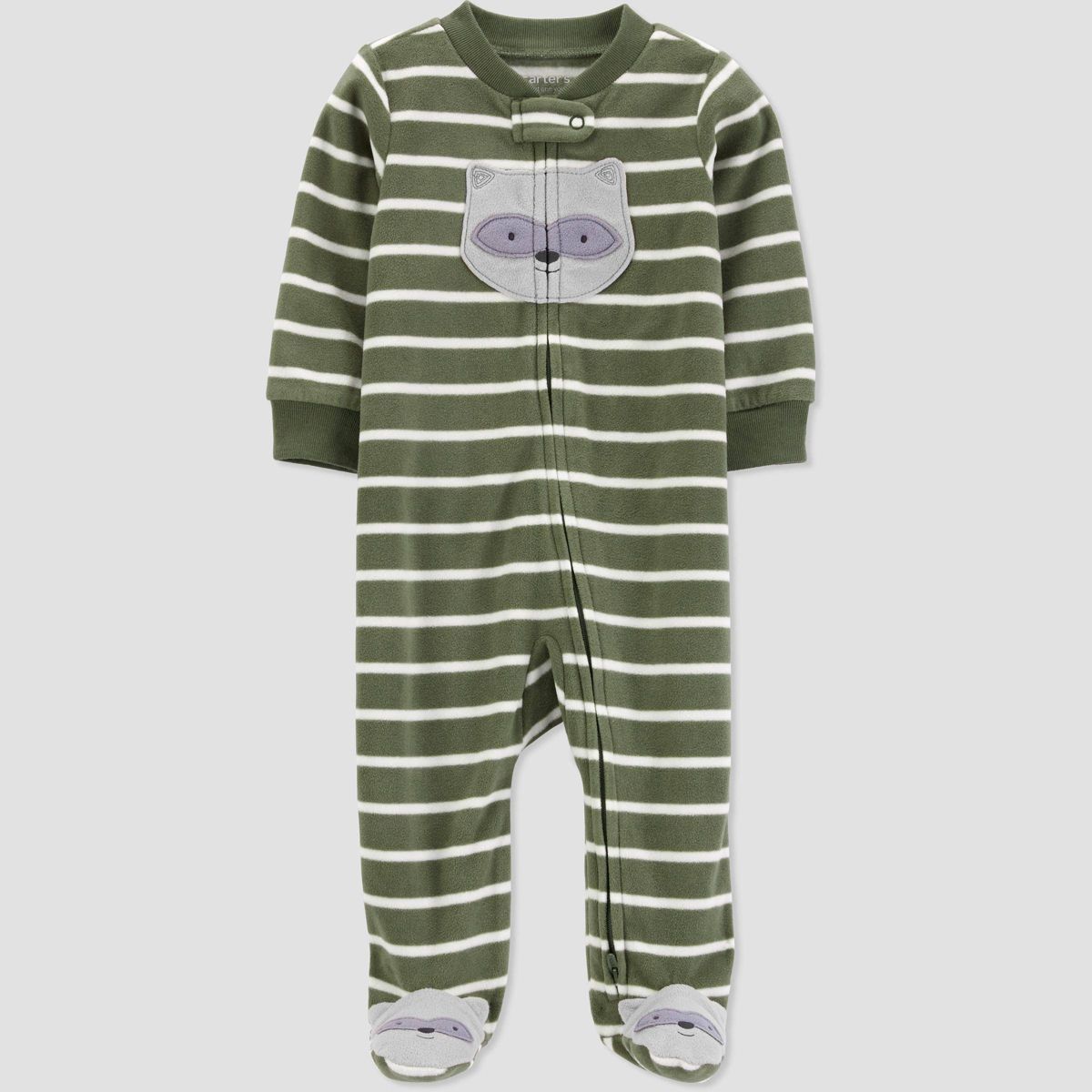 Carter's Just One You®️ Baby Boys' Striped Fleece Footed Pajama - Green | Target