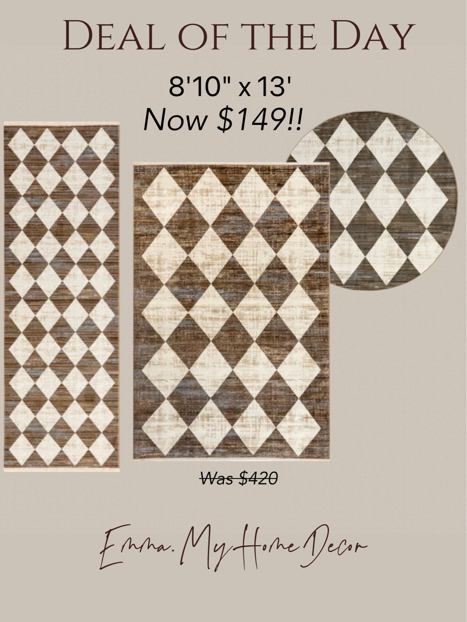 Deal of the day! This viral checkered rug is on sale for only $149 for 8x 13'! Such an amazing deal! It's 70%off! This will be goon soon! And it's free shipping and return! Don't miss it!



#LTKFindsUnder100 #LTKHome #LTKSaleAlert