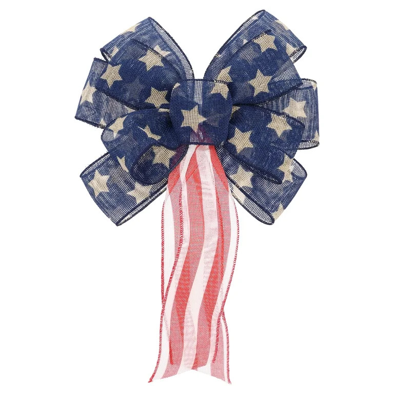 Stars and Stripes Decorative Bow, Red/White/Blue, 18.5", Patriotic by Way To Celebrate | Walmart (US)
