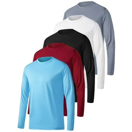 TELALEO 5 Pack Long Sleeve Shirts for Men Moisture Wicking Upf Spf Sun Protection Tee Shirts Workout T Shirts XL | Walmart (US)