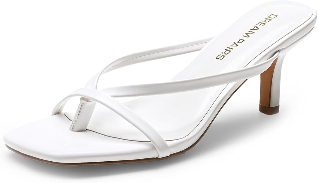 DREAM PAIRS Heels for Women Flip Flops Kitten Low Heels Open Square Toe Thong Heeled Sandals, Sex... | Amazon (US)