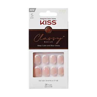 KISS Products Classy French Tip Press-On Fake Nails - Short Oval - Exclusive Only - 28ct | Target