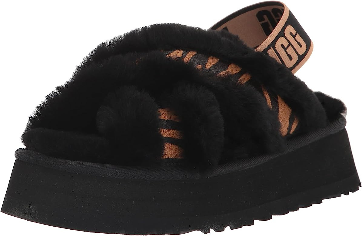 UGG Women's Disco Cross Slide Tiger Print Slipper | Amazon (US)