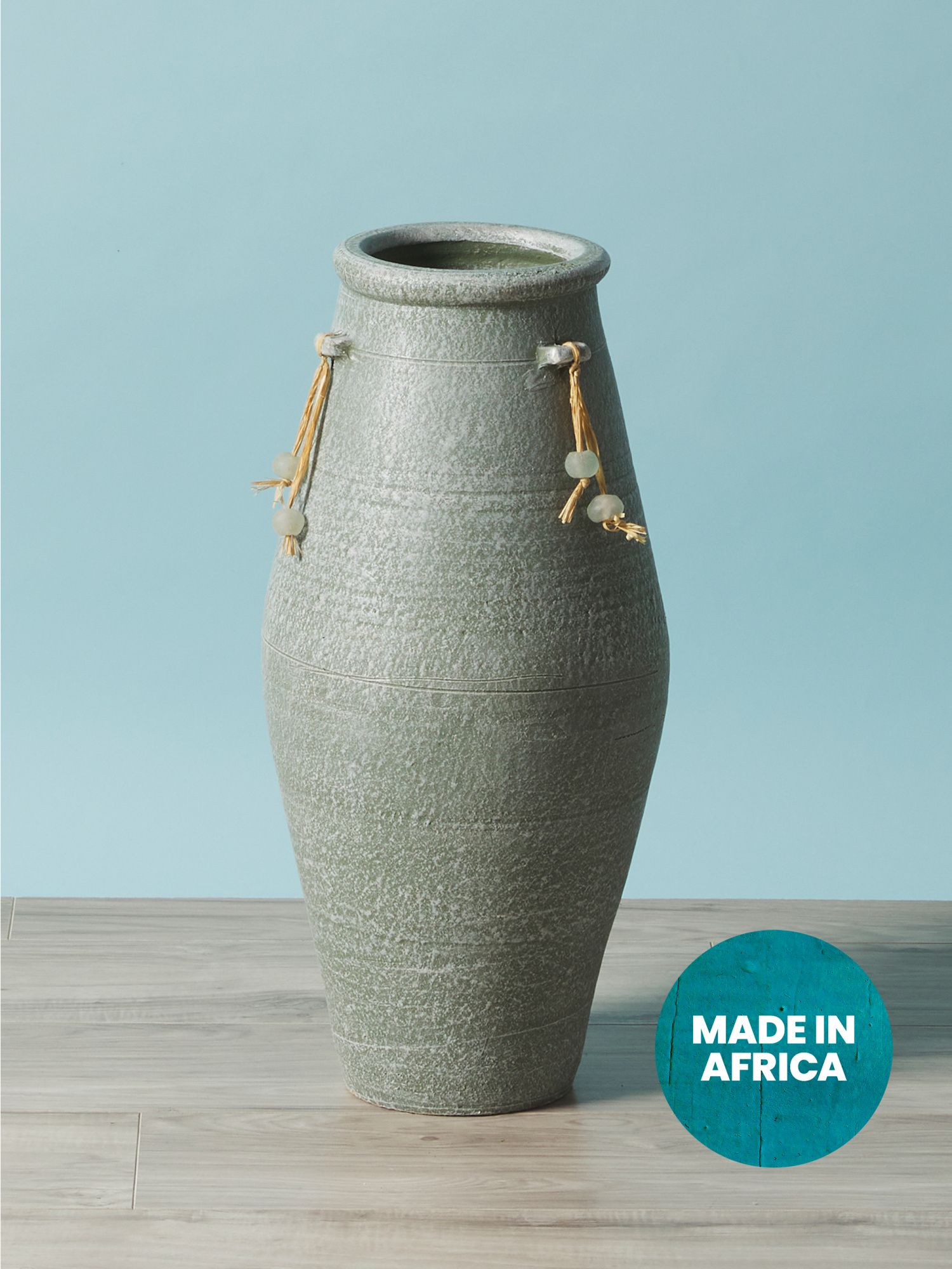 20in Clay Decorative Vase With Beads | HomeGoods
