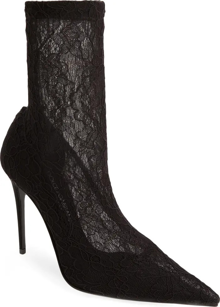 Dolce&Gabbana Lollo Lace Pointed Toe Sock Bootie (Women) | Nordstrom | Nordstrom