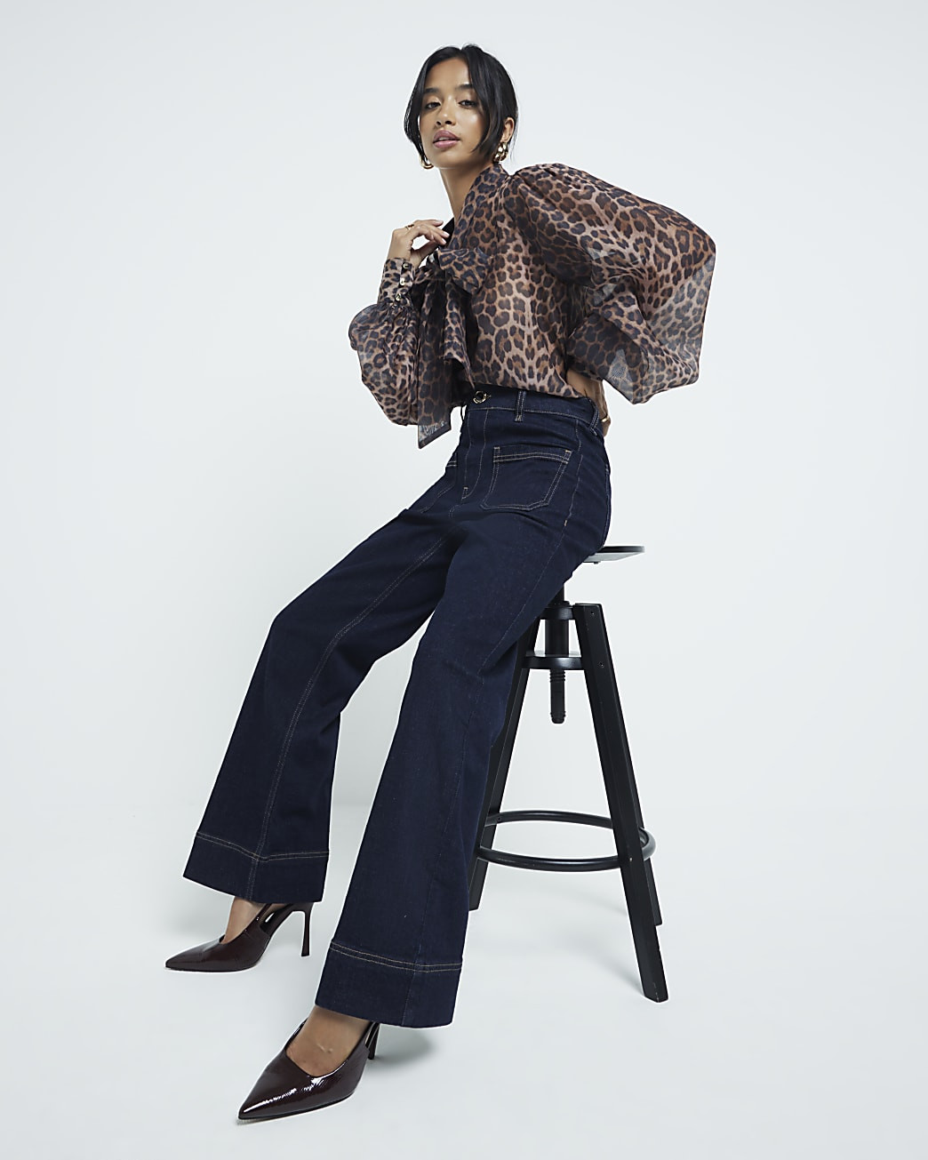 Petite Indigo High Waisted Wide Leg Jeans | River Island UK & IE