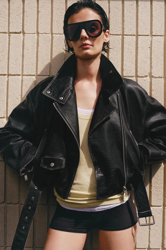 ZW COLLECTION LIMITED EDITION LEATHER BIKER JACKET | Zara US