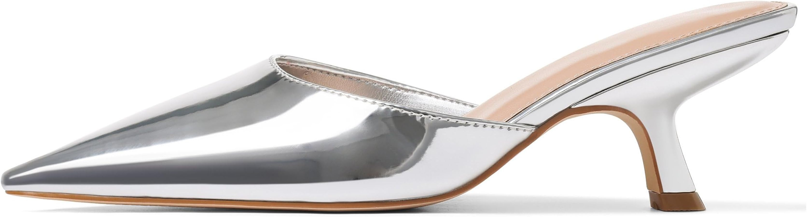 CELNEPHO Kitten Heels Closed Toe Heels for Women Slip On Comfortable Dress Pumps Slide Mesh Point... | Amazon (US)