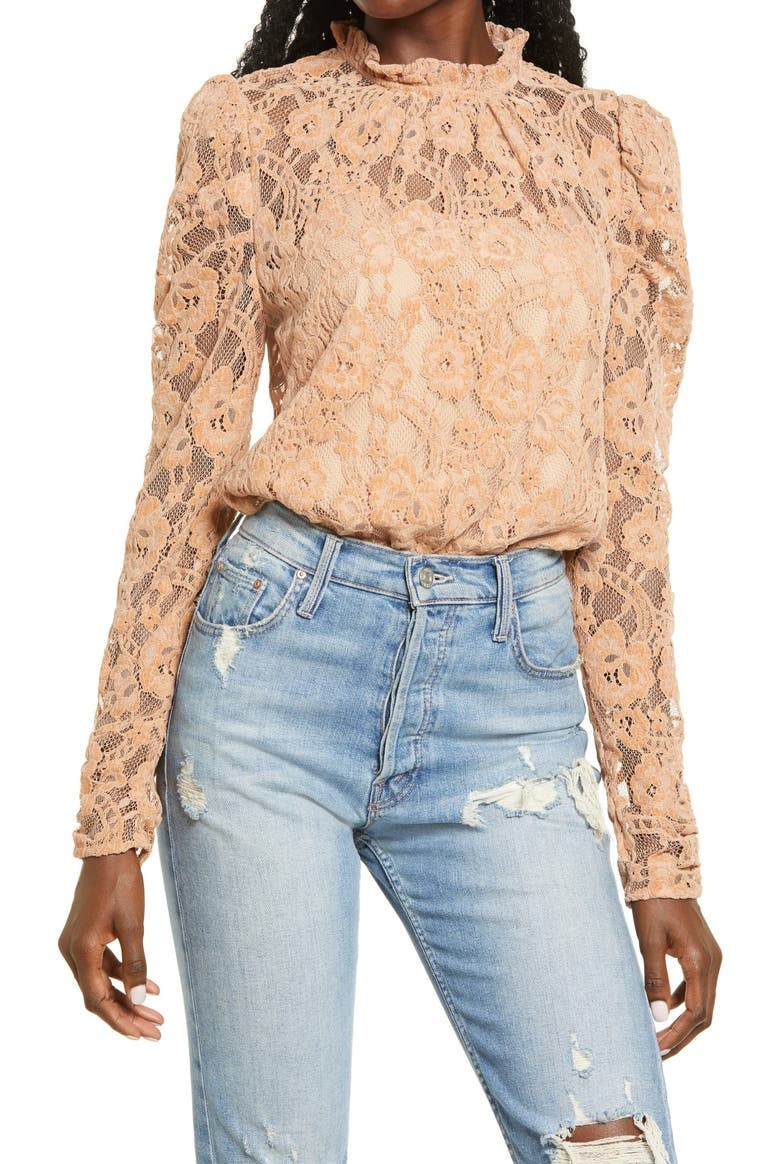Emma Puff Sleeve Lace Bodysuit | Nordstrom