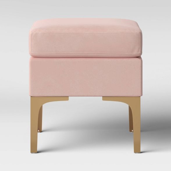 Joslyn Brass Leg Ottoman Blush Velvet - Project 62™ | Target