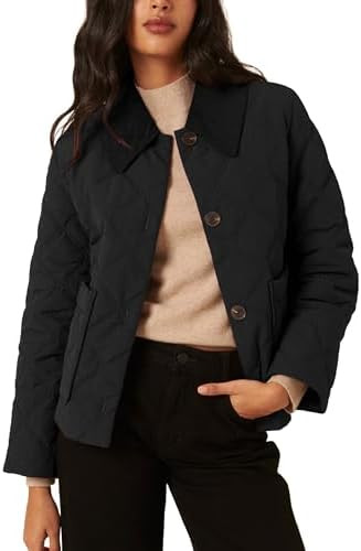 Lviefent Womens Quilted Jacket Lightweight Button Down Puffer Jacket Corduroy Collar Padded Coat ... | Amazon (US)