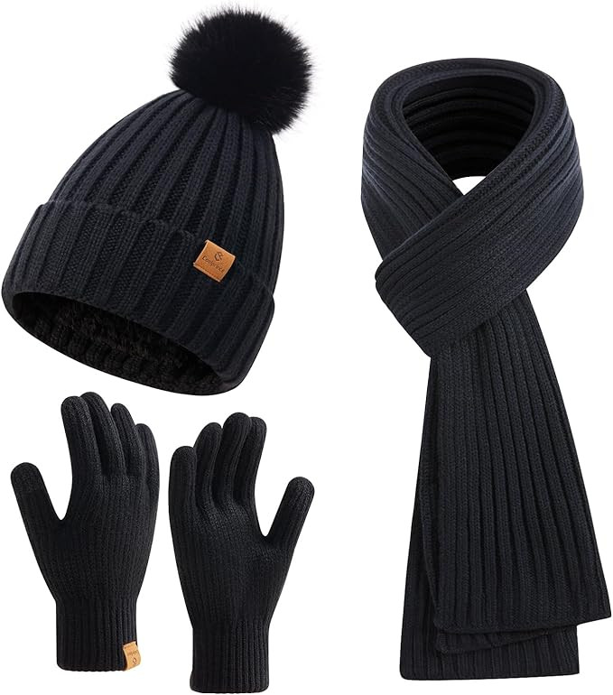 Coolprince Womens Long Scarf Gloves and Hat Set Cold Weather Hat Scarf Glove Set for Women Winter... | Amazon (US)
