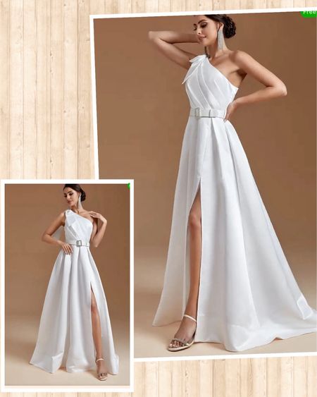 White one shoulder belted bow dress, wedding dress, formal dress 

#LTKFindsUnder100 #LTKFindsUnder50 #LTKWedding